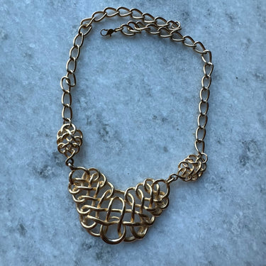 Gold Large Scroll Woven Style Necklace Bloomers and Frocks
